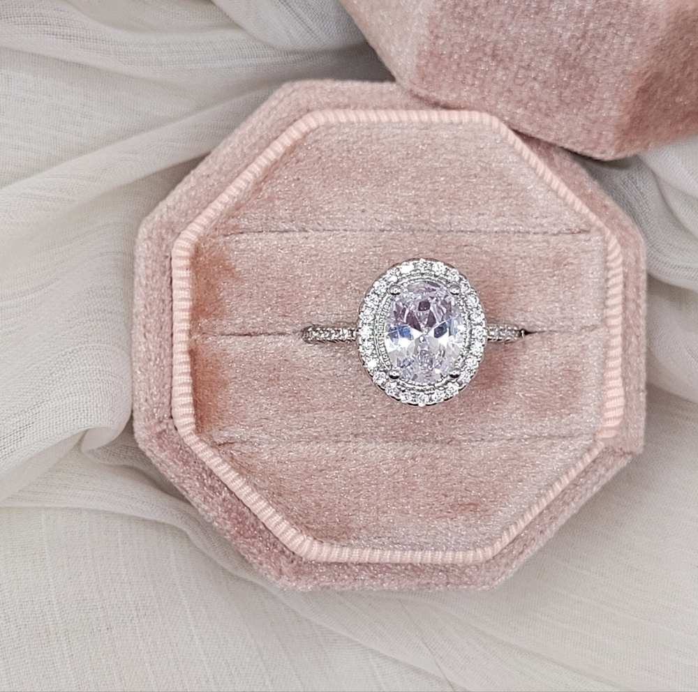 Vintage Sterling Silver Round Halo Diamond Women's Ring